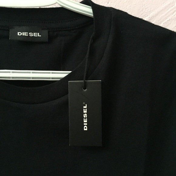 Diesel Midnight Black Tee Shirt Faded Out Logo Italian Muscle Fit NWT Diego Brok - Picture 10 of 11